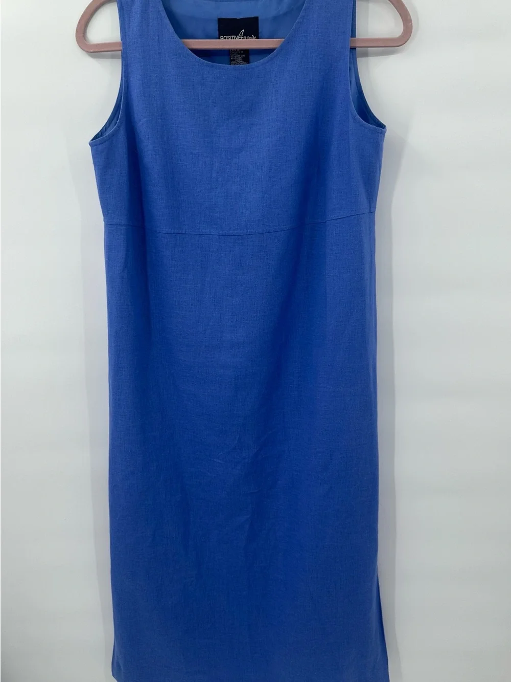 Vintage 90s Positive Attitude Blue Linen Blend Dress Jacket Set 6 NWOT 1180